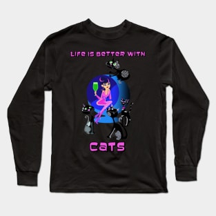 Life is Better With Cats Long Sleeve T-Shirt